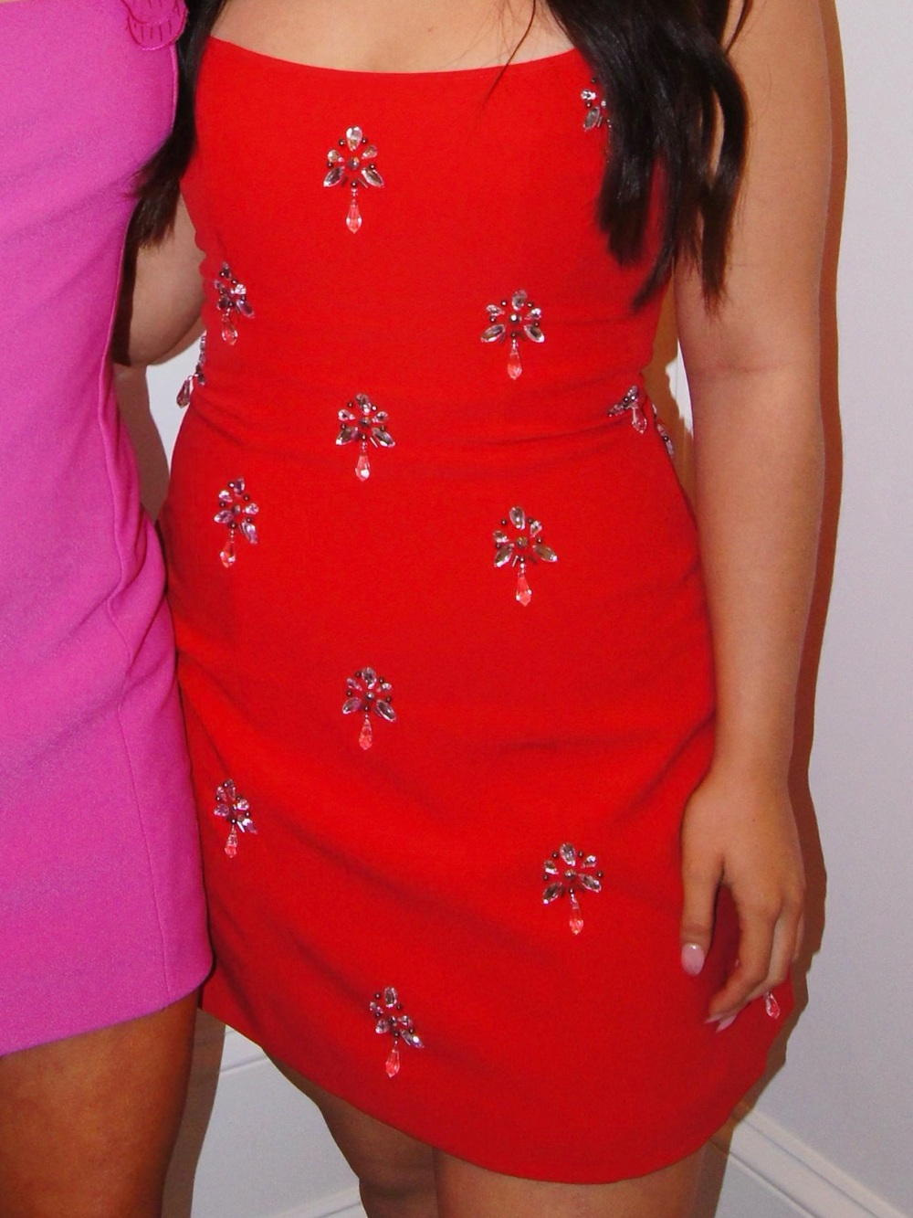 Gianni Bini Red Embellished Strapless Mini Dress
